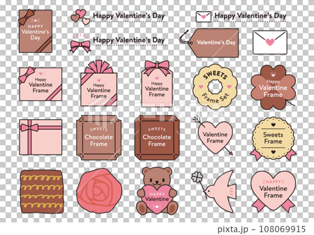 Valentine's simple frame set 02 sweets sweets cute design Valentine's simple frame set 02 sweets sweets cute design 108069915