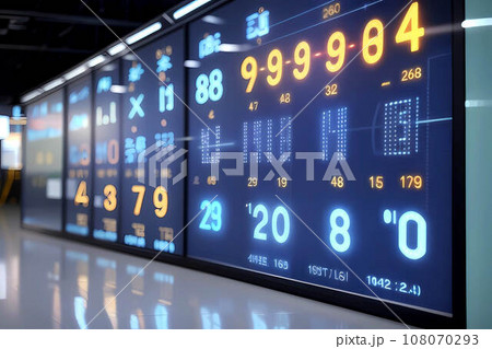 暗闇で光る近未来電光掲示板 108070293