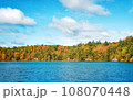 Pink Lake, Gatineau, Quebec, Canada during fall season with colorful tree 108070448