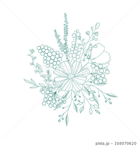 ボタニカル,ブルーのパステルカラーの可愛らしい花束 108070620