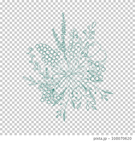 ボタニカル,ブルーのパステルカラーの可愛らしい花束 108070620