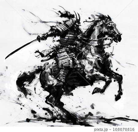 剣を振るう騎馬武者-Generative AI 108070816