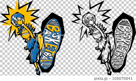 Basketball illustration <yellow & blue/layup shot> Basketball illustration <yellow & blue/layup shot> 108070841