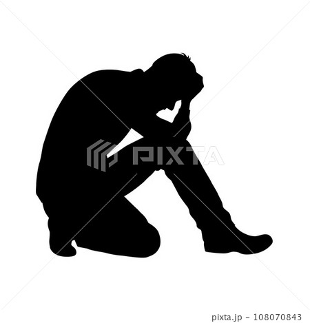 Confused man, sad man, People Are Depressed Or Frustrated Silhouettes Confused man, sad man, People Are Depressed Or Frustrated Silhouettes 108070843