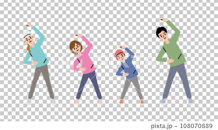 Health conscious family stretching before exercise 108070889