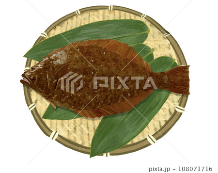 ヒラメ（ザル笹の葉付き） 108071716