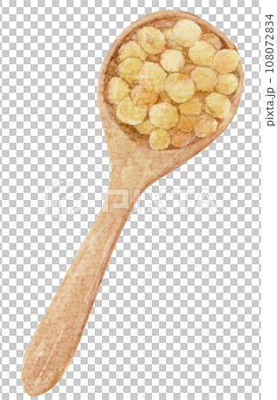 スプーンに入った大豆の水彩イラスト 俯瞰 スプーンに入った大豆の水彩イラスト 俯瞰 108072834