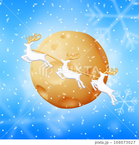 3D Christmas Background with Snowflakes and Moon 108073027