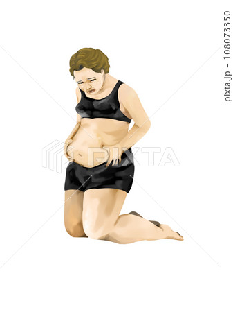 肥満に悩み膝をつく女性 肥満に悩み膝をつく女性 108073350