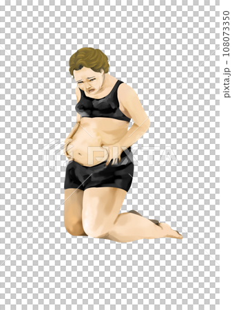 肥満に悩み膝をつく女性 肥満に悩み膝をつく女性 108073350