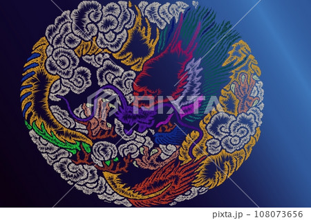 龍と縁起物  干支　　年賀状に 108073656