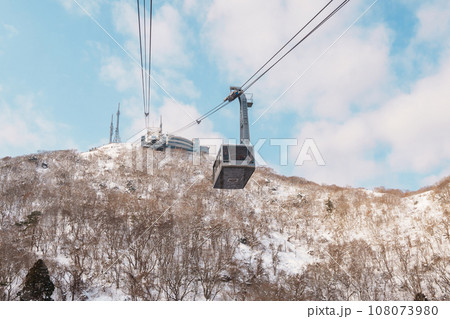 Beautiful landscape and cityscape from Hakodate Mountain with Snow in winter season. landmark and popular for attractions in Hokkaido, Japan.Travel and Vacation concept 108073980