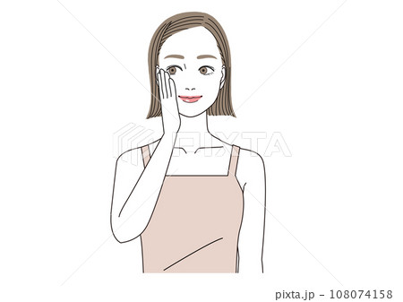 頬に手をあてて微笑む女性 108074158
