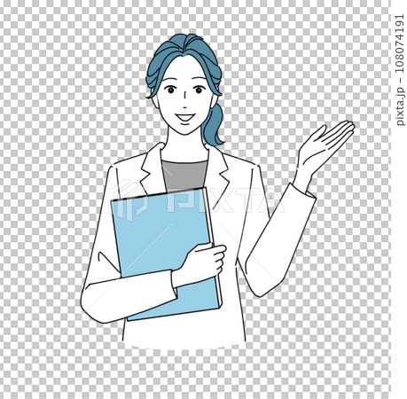 一個穿著白大褂的女人帶著微笑指導 108074191