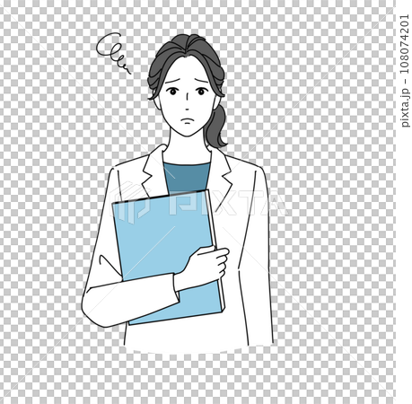 困る・悩む白衣の女性 108074201