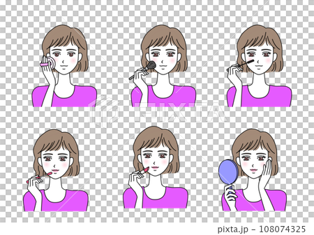 一個女人化妝的插畫素材集 108074325