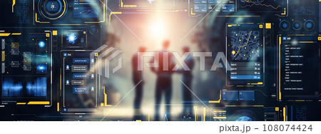 会議する人々と未来のテクノロジー 108074424