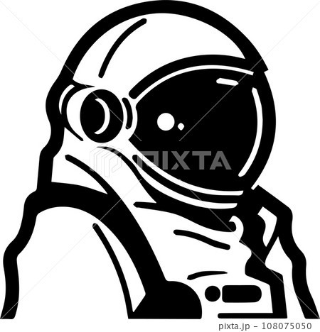 astronaut and planet logo in flat line art style astronaut and planet logo in flat line art style 108075050