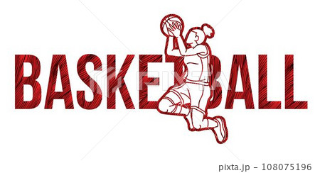 Basketball Female Player Action with Basketball Font Design Cartoon Sport Graphic Vector Basketball Female Player Action with Basketball Font Design Cartoon Sport Graphic Vector 108075196