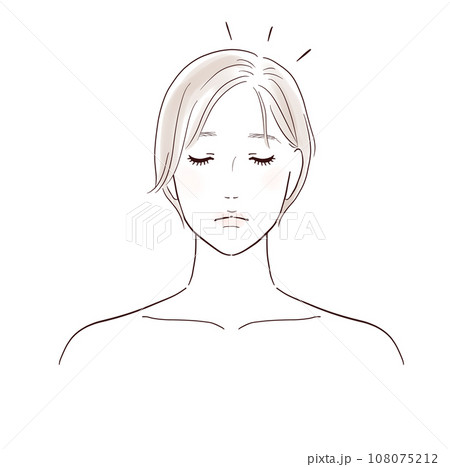 髪の毛がペタンコになって悲しむ中年女性 108075212