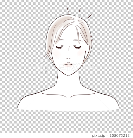 A middle-aged woman who is sad because her hair is flattened 108075212