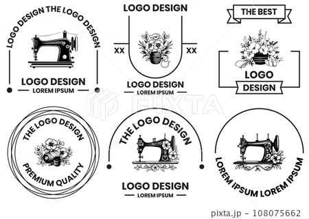 Tailoring and sewing equipment shop logo in flat line art style Tailoring and sewing equipment shop logo in flat line art style 108075662