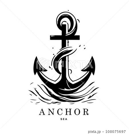 Marine emblems logo with anchor and rope, anchor logo - vector. Vector illustration Marine emblems logo with anchor and rope, anchor logo - vector. Vector illustration 108075697