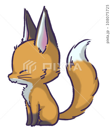 おすわりなきつね 線画タイプのイラスト素材 [108075725] - PIXTA