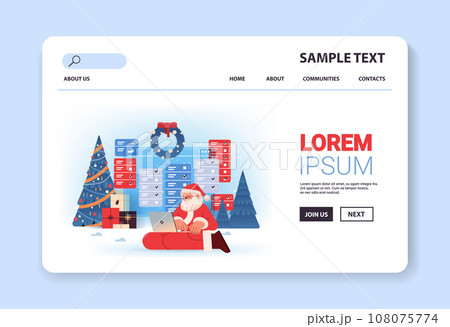 santa claus in red costume making complete tasks on checklist happy new year merry christmas holidays celebration concept 108075774