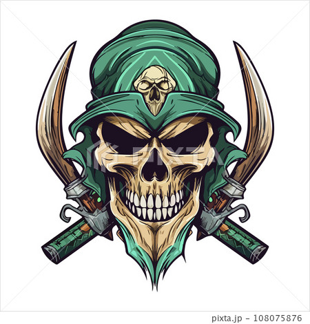 Skull emblem vector logo. Agressive rider human skull 108075876
