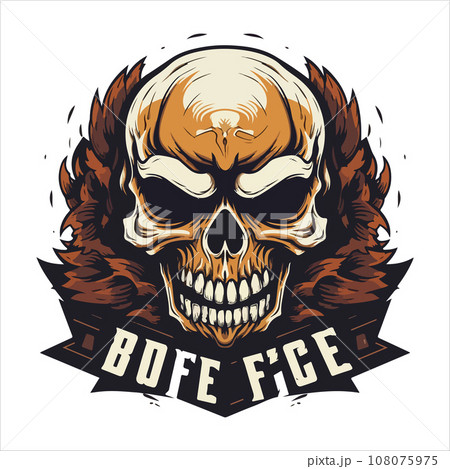 Skull emblem vector logo. Agressive human skull 108075975