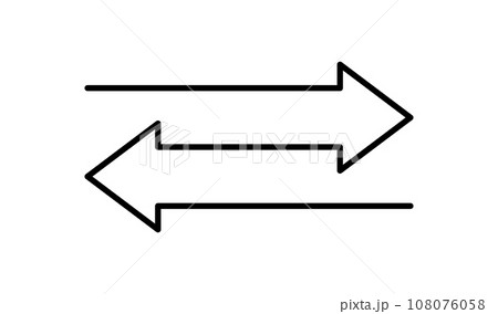 Transfer arrow icon. Double reverse symbol. Data transfer linear icon. Recycling sign. Arrow to left and right symbol. Replace icon. Vector illustration isolated on white background. Editable stroke 108076058