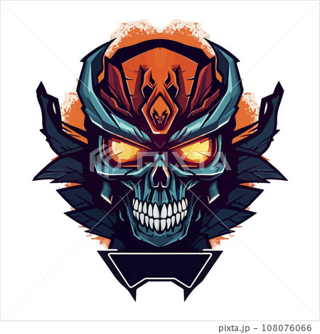 Skull emblem vector logo. Agressive demonic horned skull Skull emblem vector logo. Agressive demonic horned skull 108076066