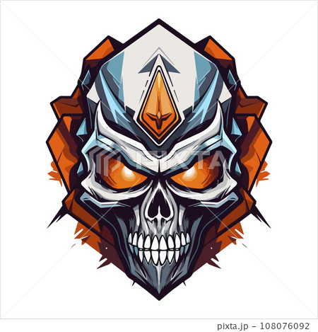 Skull emblem vector logo. Agressive demonic horned skull Skull emblem vector logo. Agressive demonic horned skull 108076092