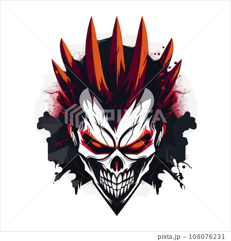 Skull emblem vector logo. Agressive demonic horned skull Skull emblem vector logo. Agressive demonic horned skull 108076231