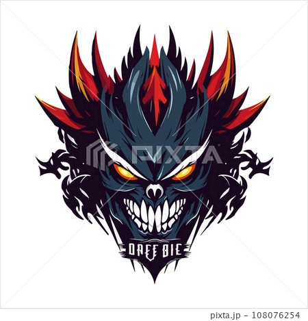 Skull emblem vector logo. Agressive demonic horned skull 108076254