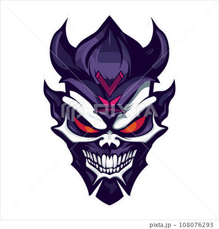 Skull emblem vector logo. Agressive demonic horned skull 108076293