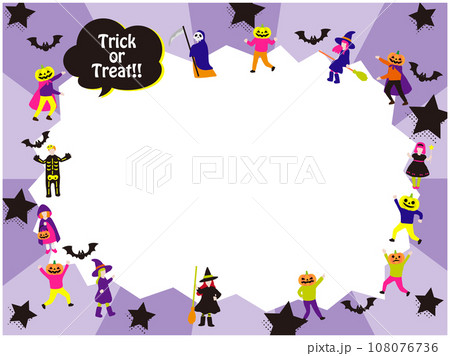 ハロウィンと仮装する人々のフレーム 108076736