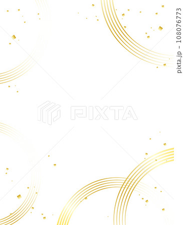 金色の円と金箔の散ったシンプルな和風の背景イラスト素材 ベクター 水紋 白背景 108076773