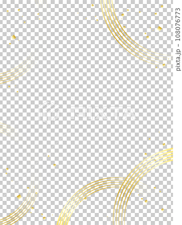 金色の円と金箔の散ったシンプルな和風の背景イラスト素材 ベクター 水紋 白背景 108076773