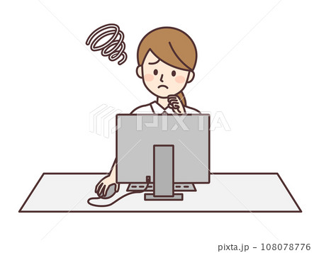 パソコン業務で困っている看護師 108078776