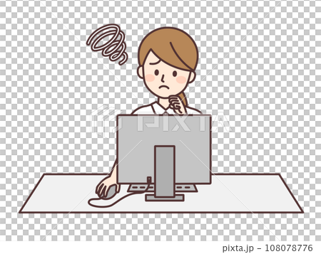 パソコン業務で困っている看護師 108078776