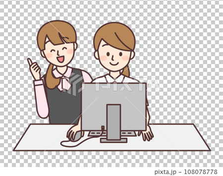 パソコンの看護師のを褒めているクラーク 108078778