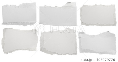 White ripped paper torn edges strips isolated on white background White ripped paper torn edges strips isolated on white background 108079776