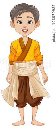 Southeast Asian Men in Traditional Outfits: Cartoon Characters 108079987