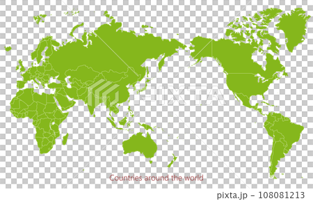 World map with national borders, ocean, natural 108081213