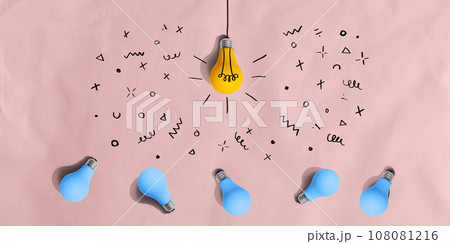 One out unique idea light bulb concept 108081216