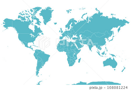 国境線のある六大陸の世界地図、大西洋、地球 国境線のある六大陸の世界地図、大西洋、地球 108081224