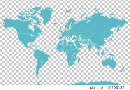 国境線のある六大陸の世界地図、大西洋、地球 国境線のある六大陸の世界地図、大西洋、地球 108081224