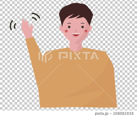 一個男人微笑著揮手。向量圖 108082838